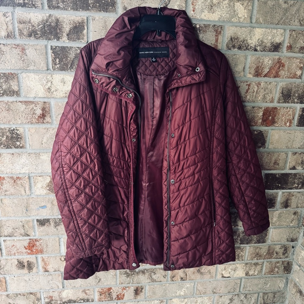 Andrew Marc Burgundy Quilted Puffer Jacket